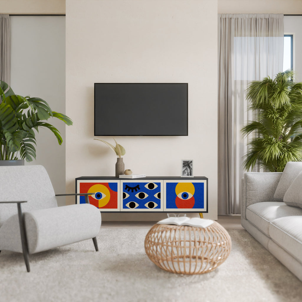 GEOMETRIC EYES TV-Lowboard mit 3 Türen in Schwarz