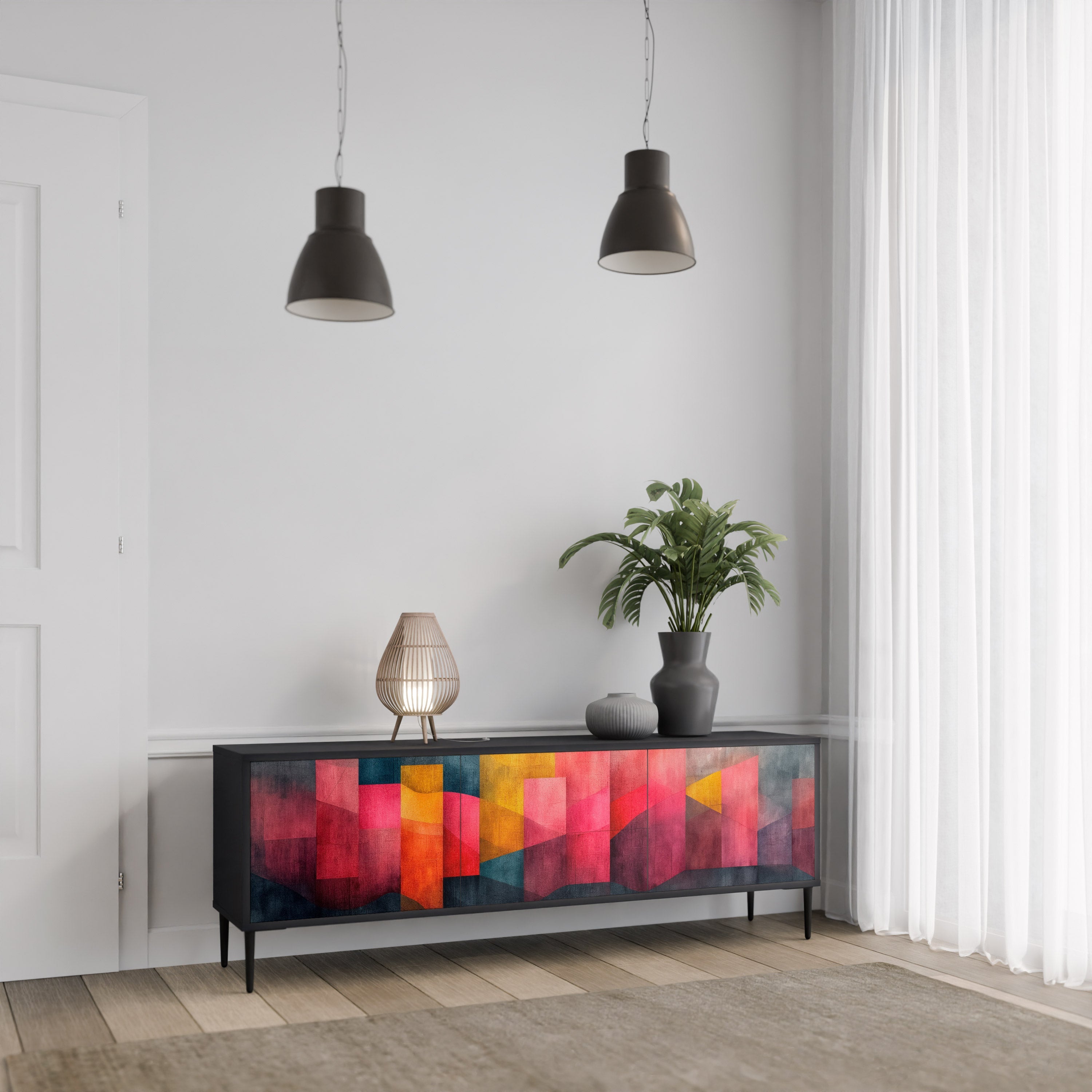 COLORFUL SOUNDS TV-Lowboard mit 3 Türen in Schwarz