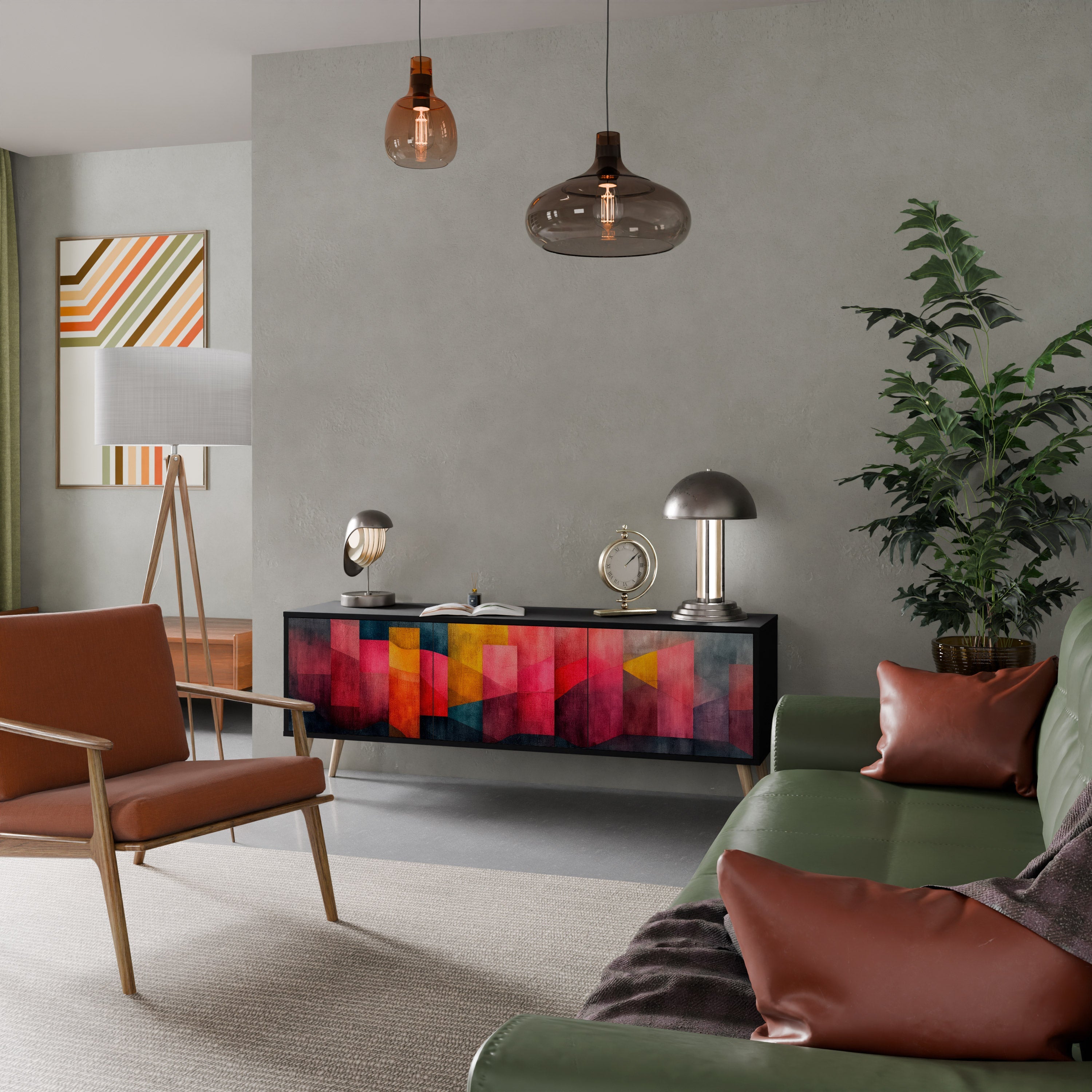 COLORFUL SOUNDS TV-Lowboard mit 3 Türen in Schwarz