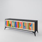 GEOMETRIC SHINE TV-Lowboard mit 3 Türen in Schwarz