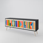 GEOMETRIC SHINE TV-Lowboard mit 3 Türen in Schwarz