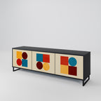 GEOMETRIC PUZZLE TV-Lowboard mit 3 Türen in Schwarz