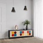 GEOMETRIC PUZZLE TV-Lowboard mit 3 Türen in Schwarz