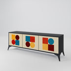 GEOMETRIC PUZZLE TV-Lowboard mit 3 Türen in Schwarz