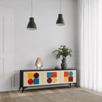 GEOMETRIC PUZZLE TV-Lowboard mit 3 Türen in Schwarz