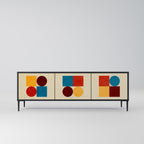 GEOMETRIC PUZZLE TV-Lowboard mit 3 Türen in Schwarz