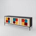 GEOMETRIC PUZZLE TV-Lowboard mit 3 Türen in Schwarz