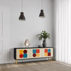 GEOMETRIC PUZZLE TV-Lowboard mit 3 Türen in Schwarz