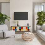 GEOMETRIC PUZZLE TV-Lowboard mit 3 Türen in Schwarz