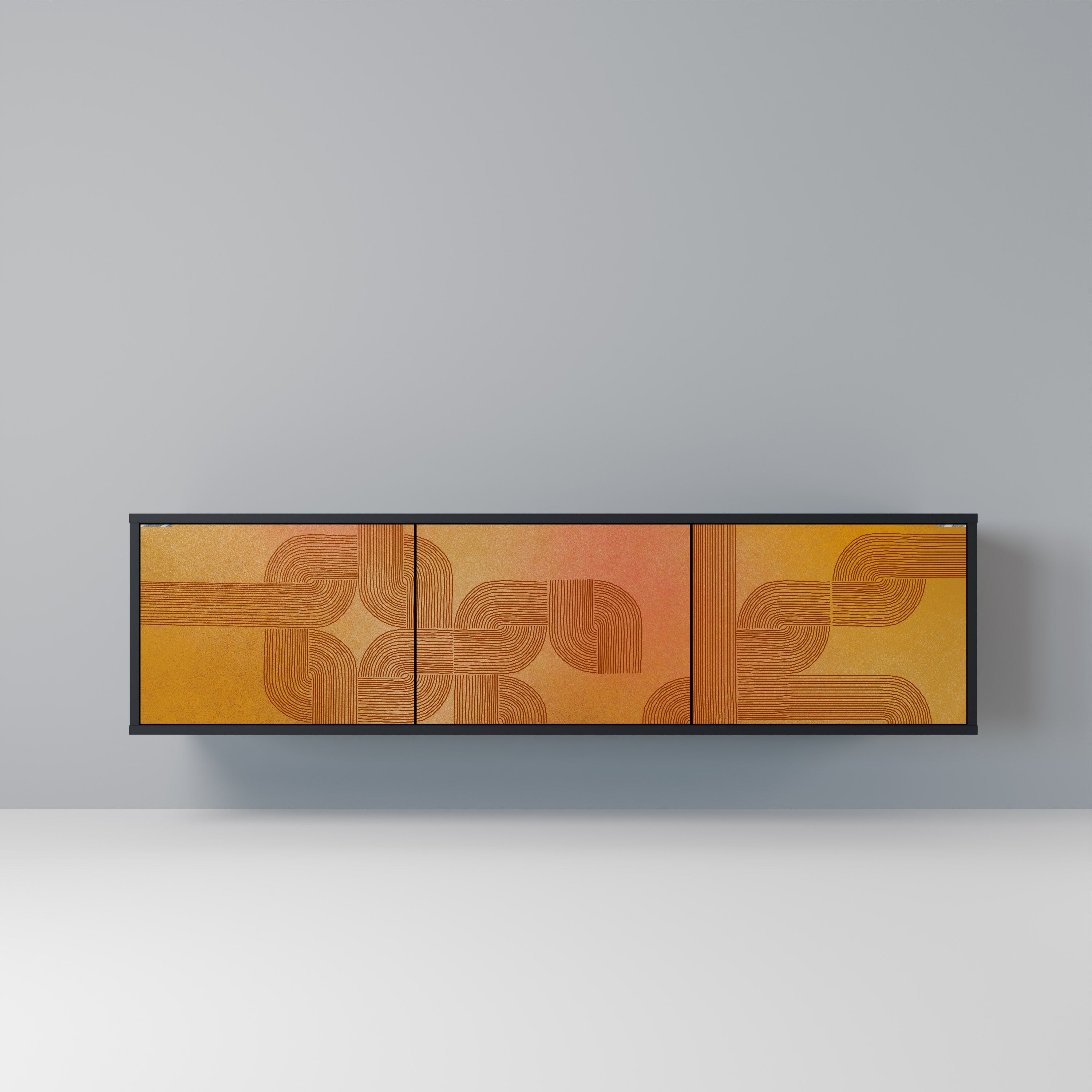 STRENGTHENING RELATION TV-Lowboard mit 3 Türen in Schwarz