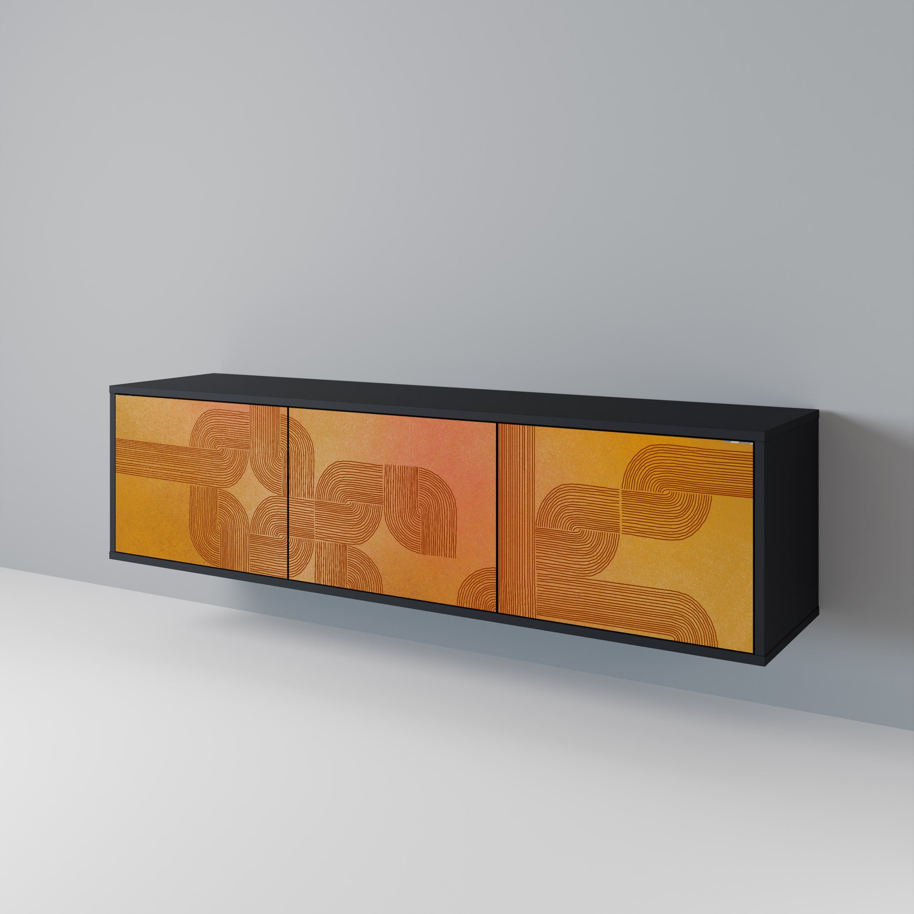 STRENGTHENING RELATION TV-Lowboard mit 3 Türen in Schwarz