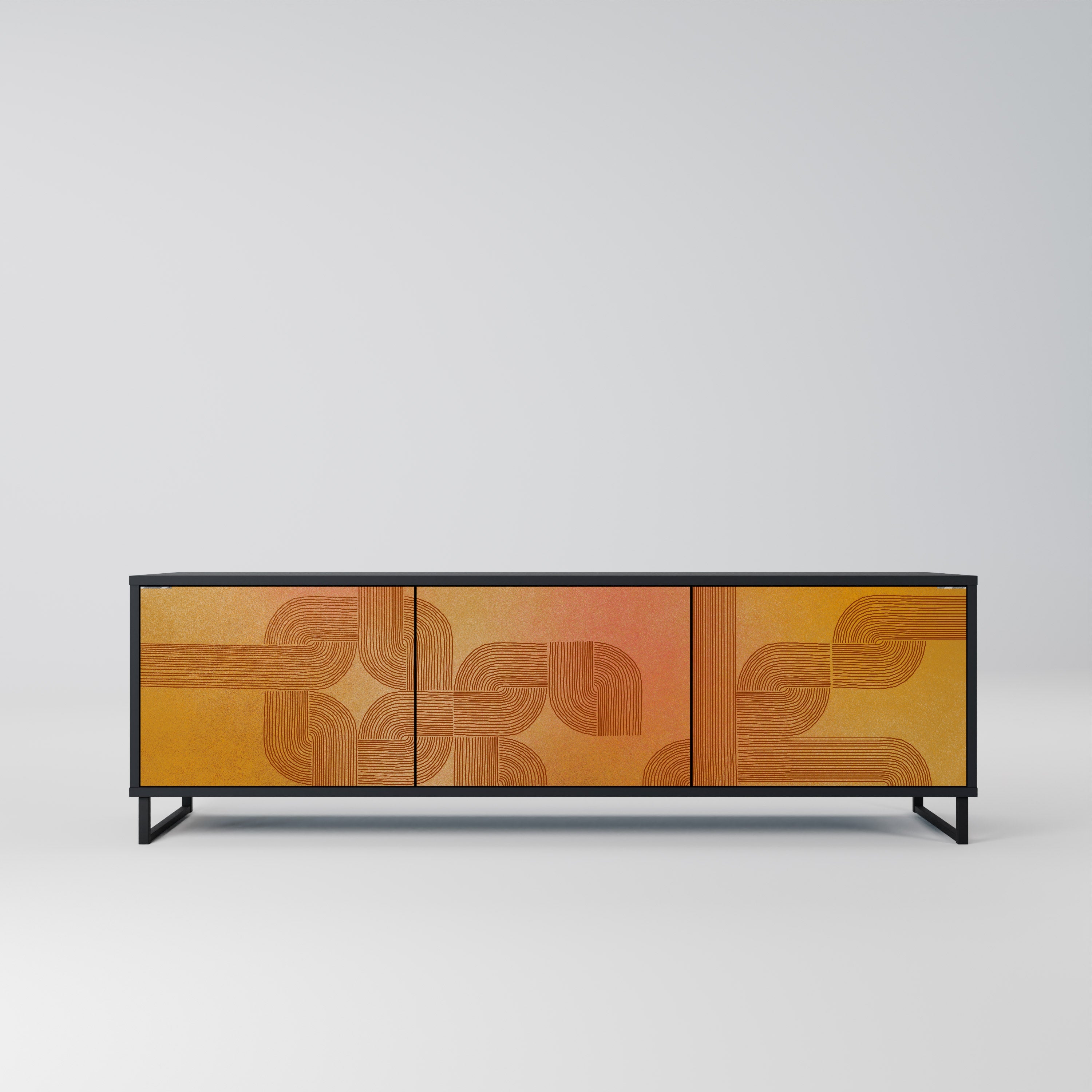 STRENGTHENING RELATION TV-Lowboard mit 3 Türen in Schwarz