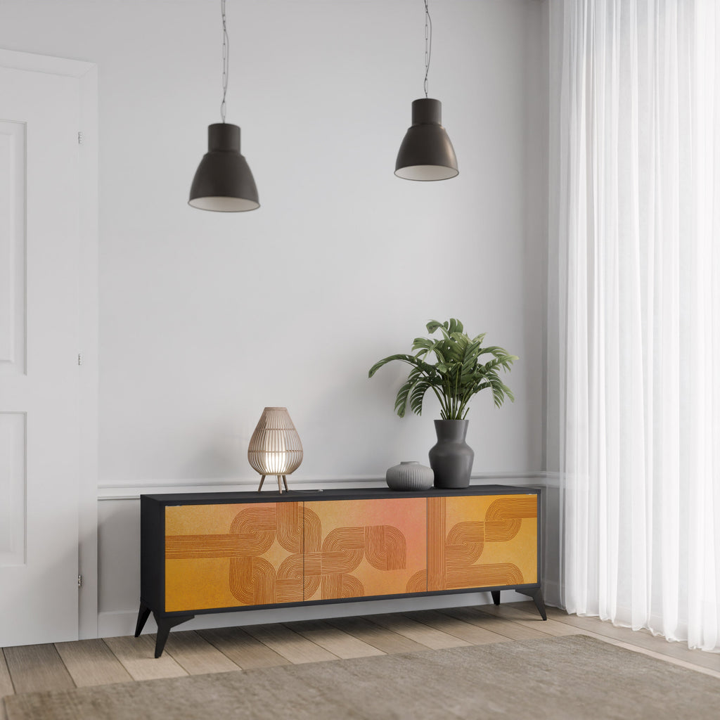 STRENGTHENING RELATION TV-Lowboard mit 3 Türen in Schwarz