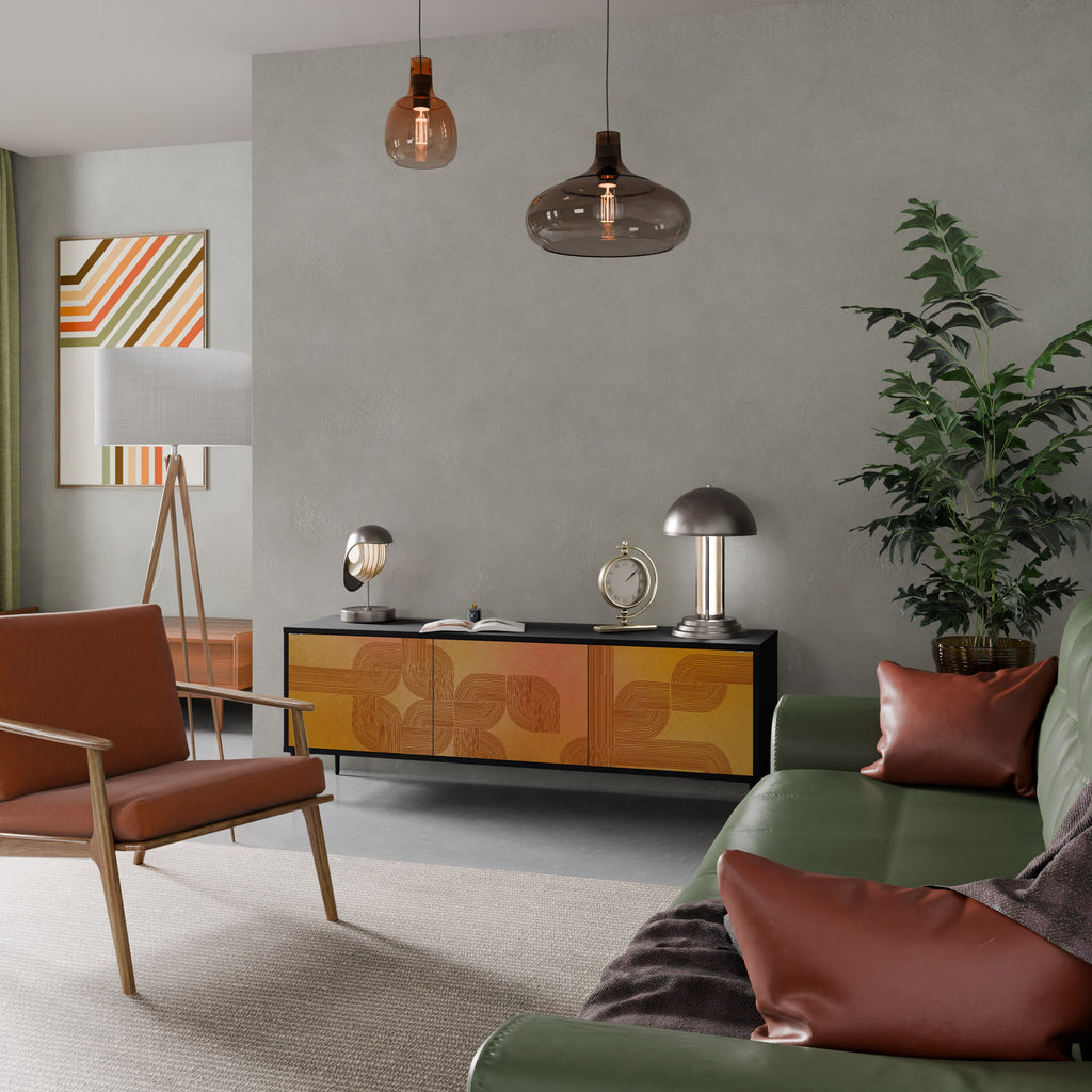 STRENGTHENING RELATION TV-Lowboard mit 3 Türen in Schwarz