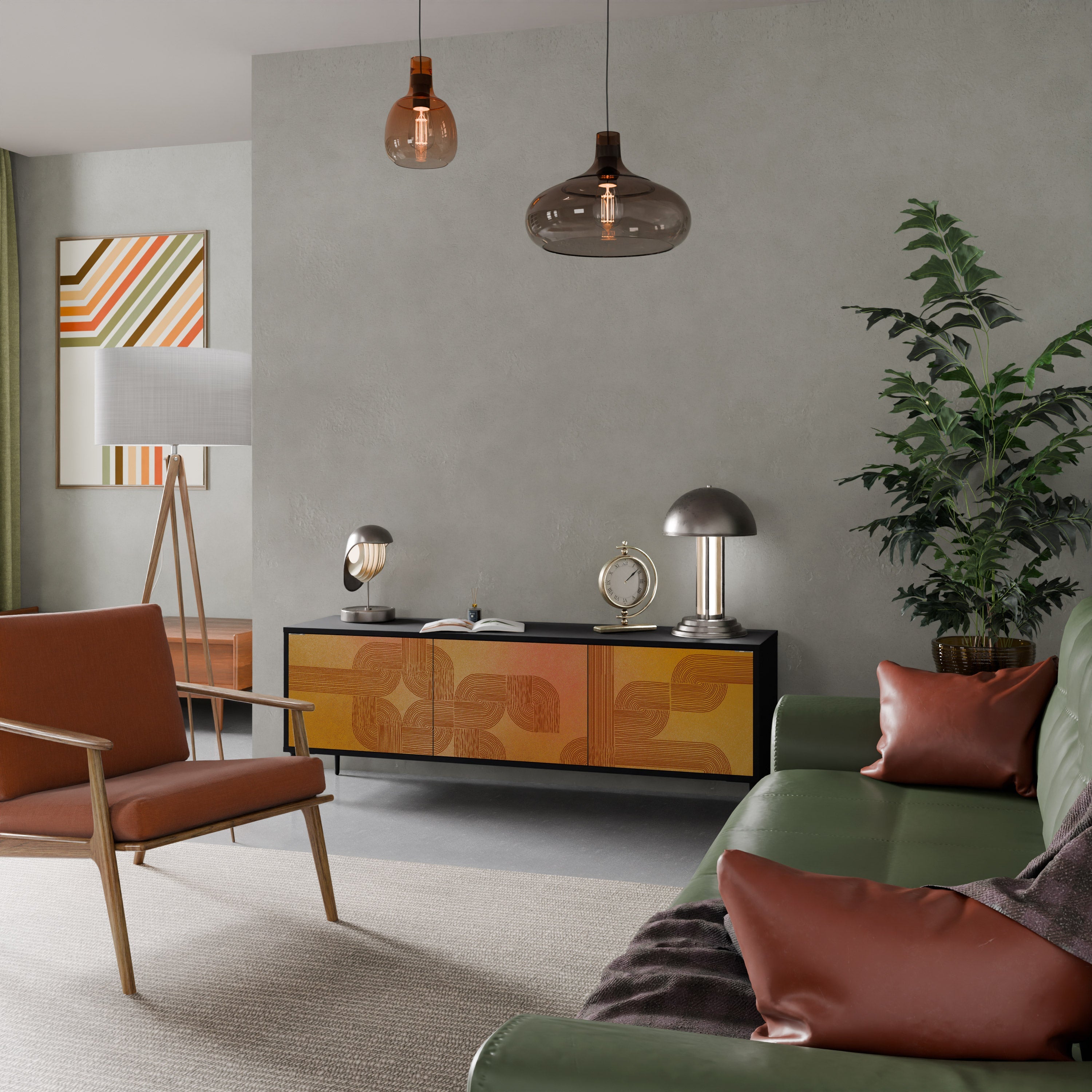 STRENGTHENING RELATION TV-Lowboard mit 3 Türen in Schwarz