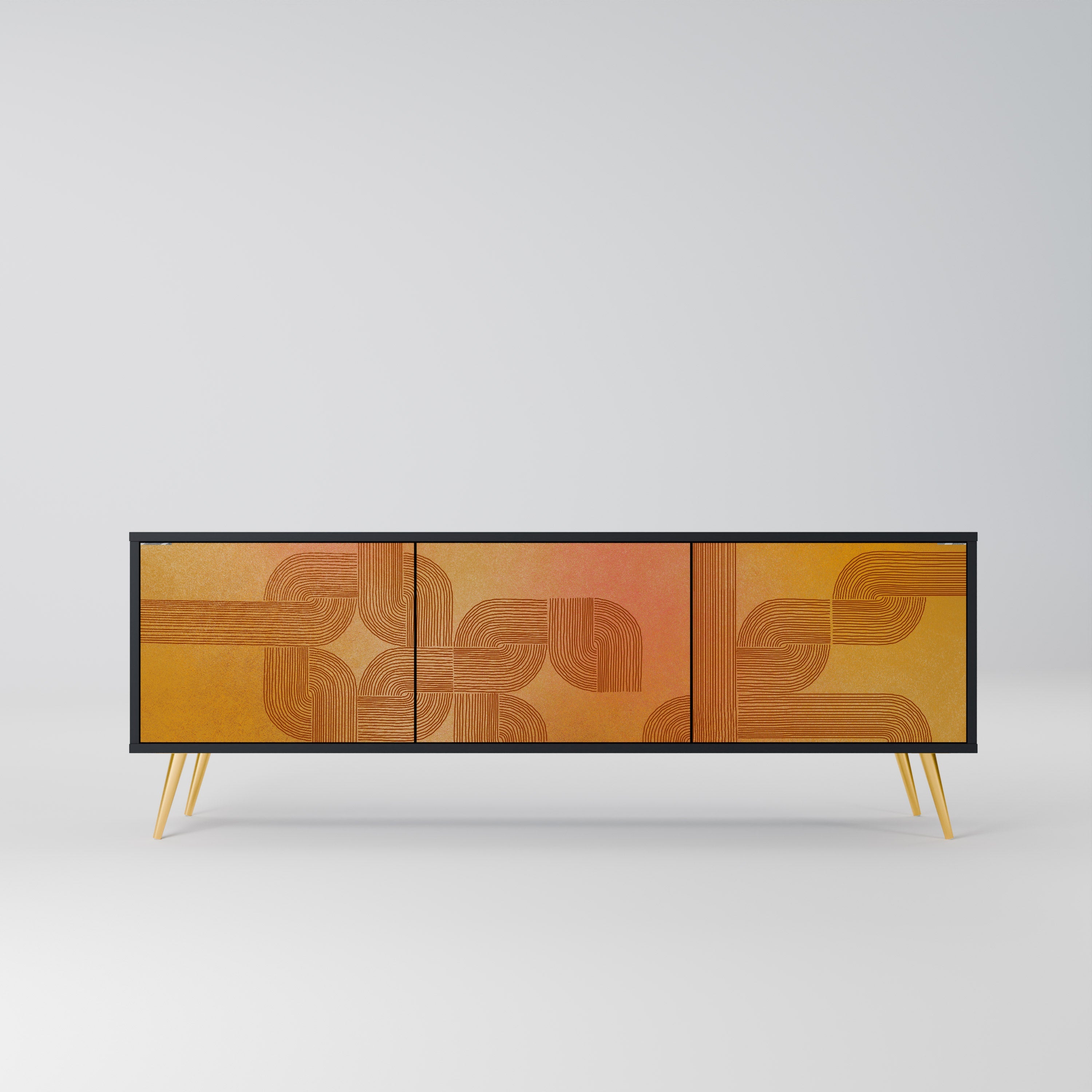 STRENGTHENING RELATION TV-Lowboard mit 3 Türen in Schwarz