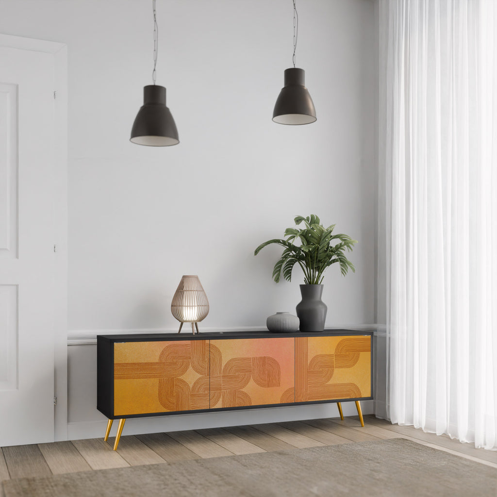 STRENGTHENING RELATION TV-Lowboard mit 3 Türen in Schwarz