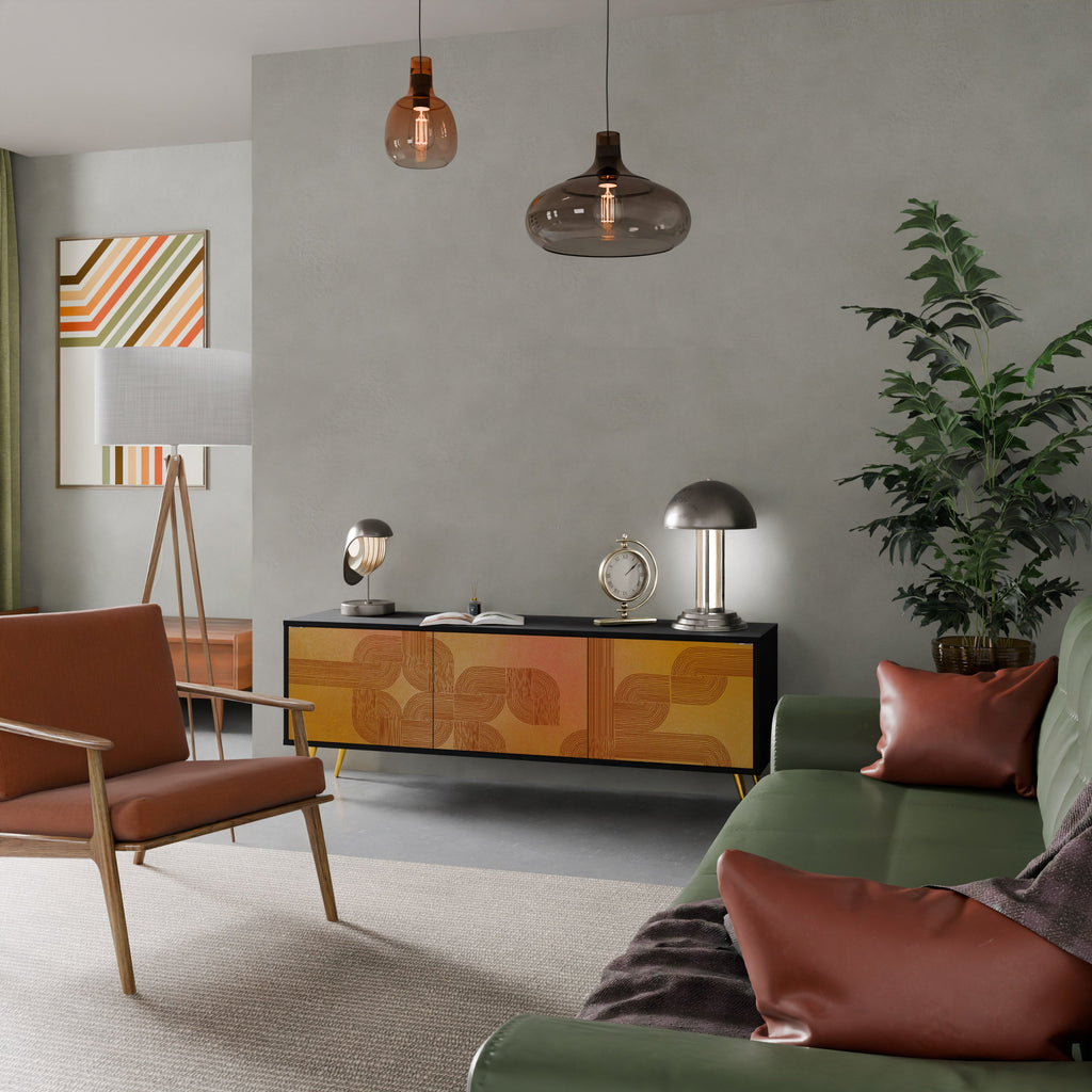 STRENGTHENING RELATION TV-Lowboard mit 3 Türen in Schwarz