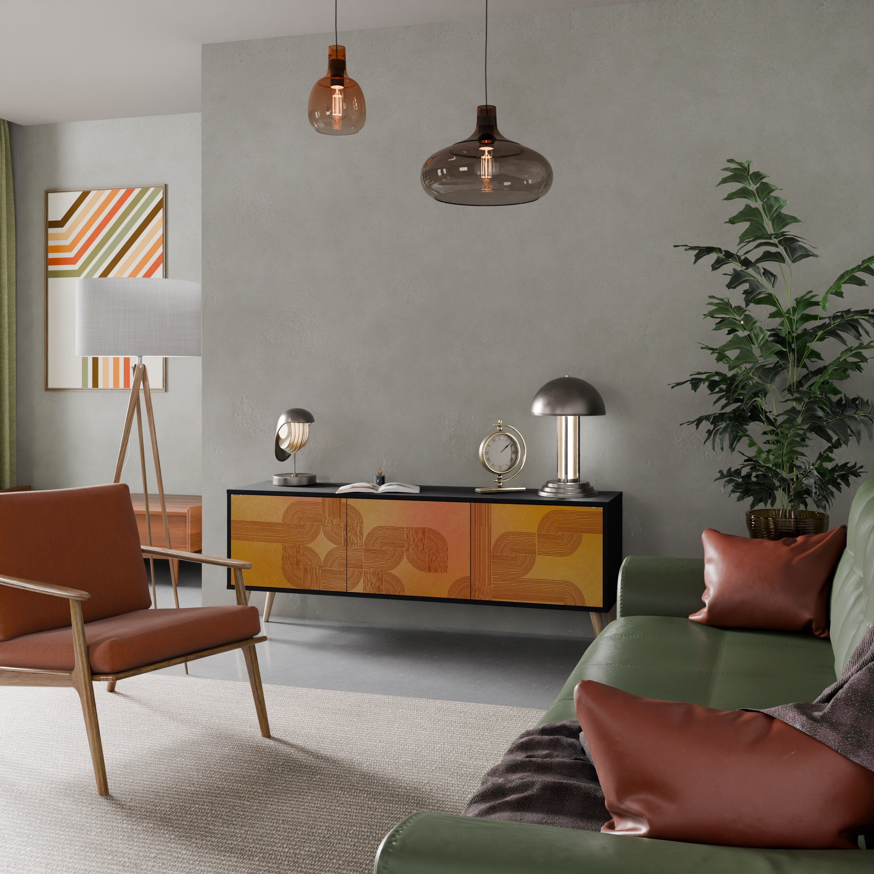 STRENGTHENING RELATION TV-Lowboard mit 3 Türen in Schwarz