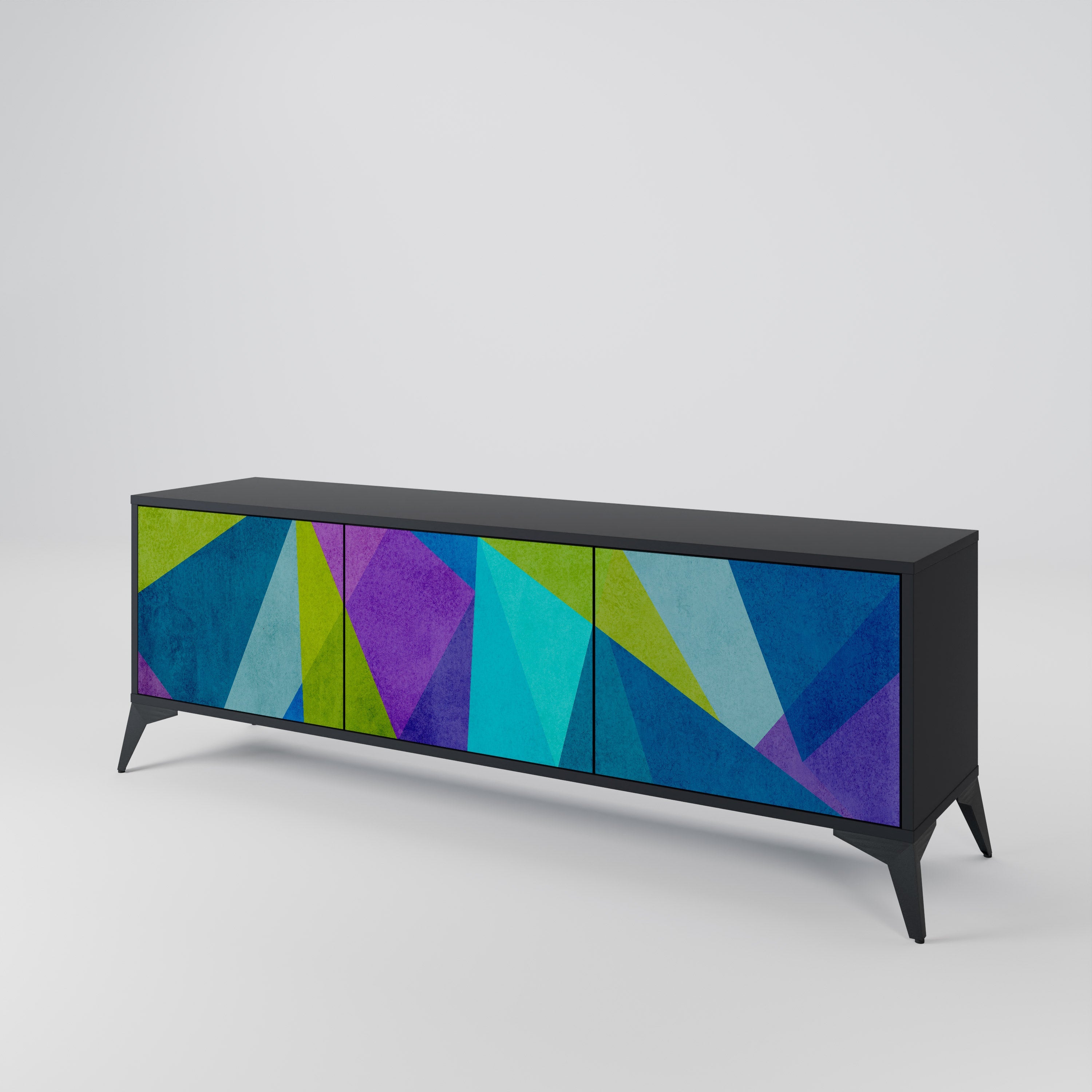 COLD SHOWCASE TV-Lowboard mit 3 Türen in Schwarz