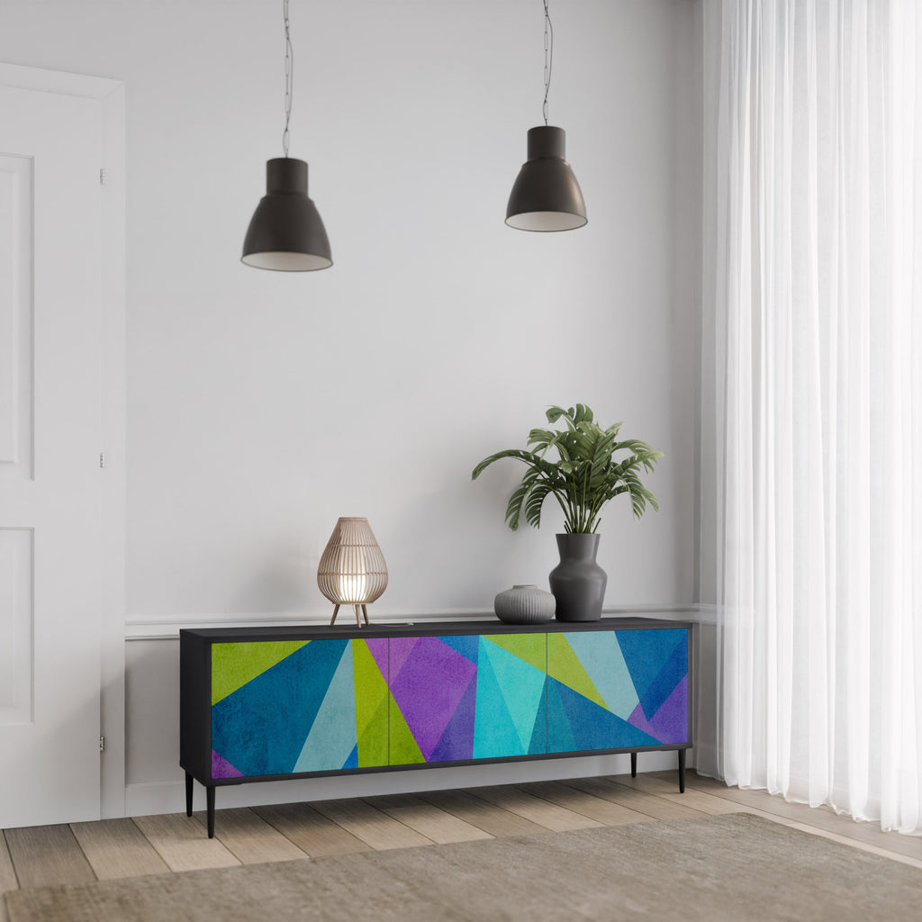 COLD SHOWCASE TV-Lowboard mit 3 Türen in Schwarz