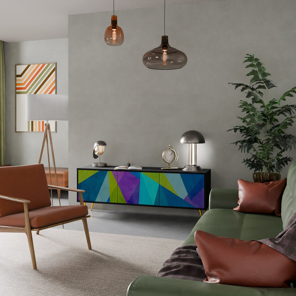 COLD SHOWCASE TV-Lowboard mit 3 Türen in Schwarz