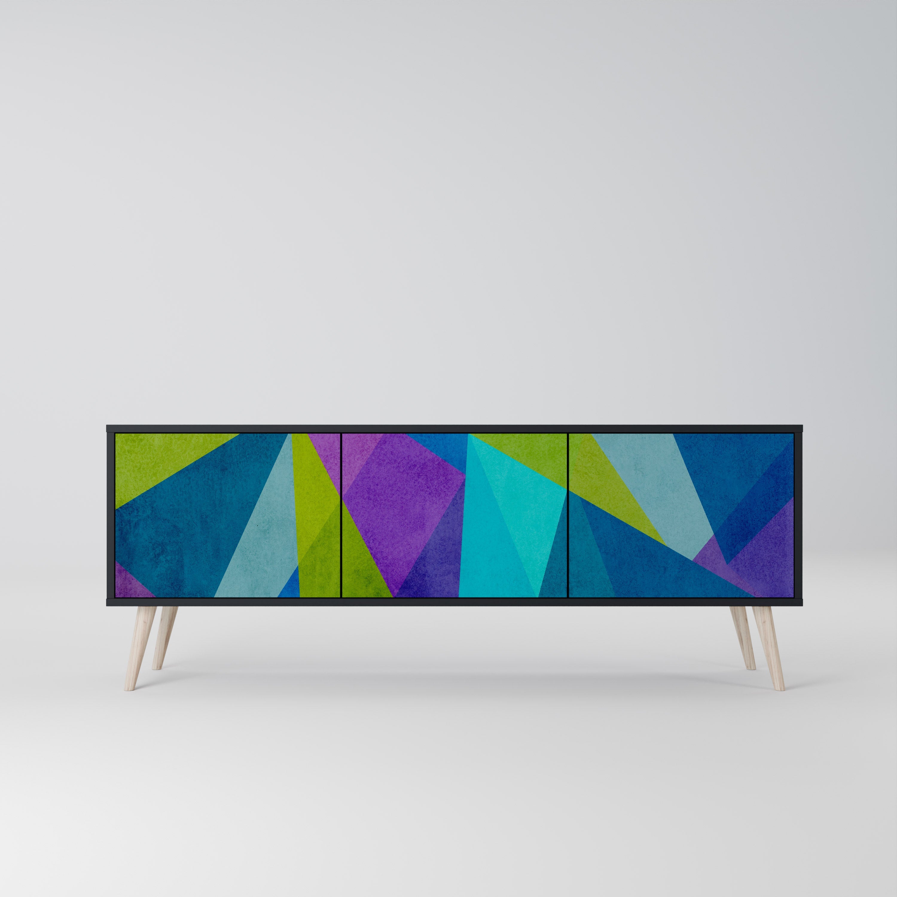 COLD SHOWCASE TV-Lowboard mit 3 Türen in Schwarz