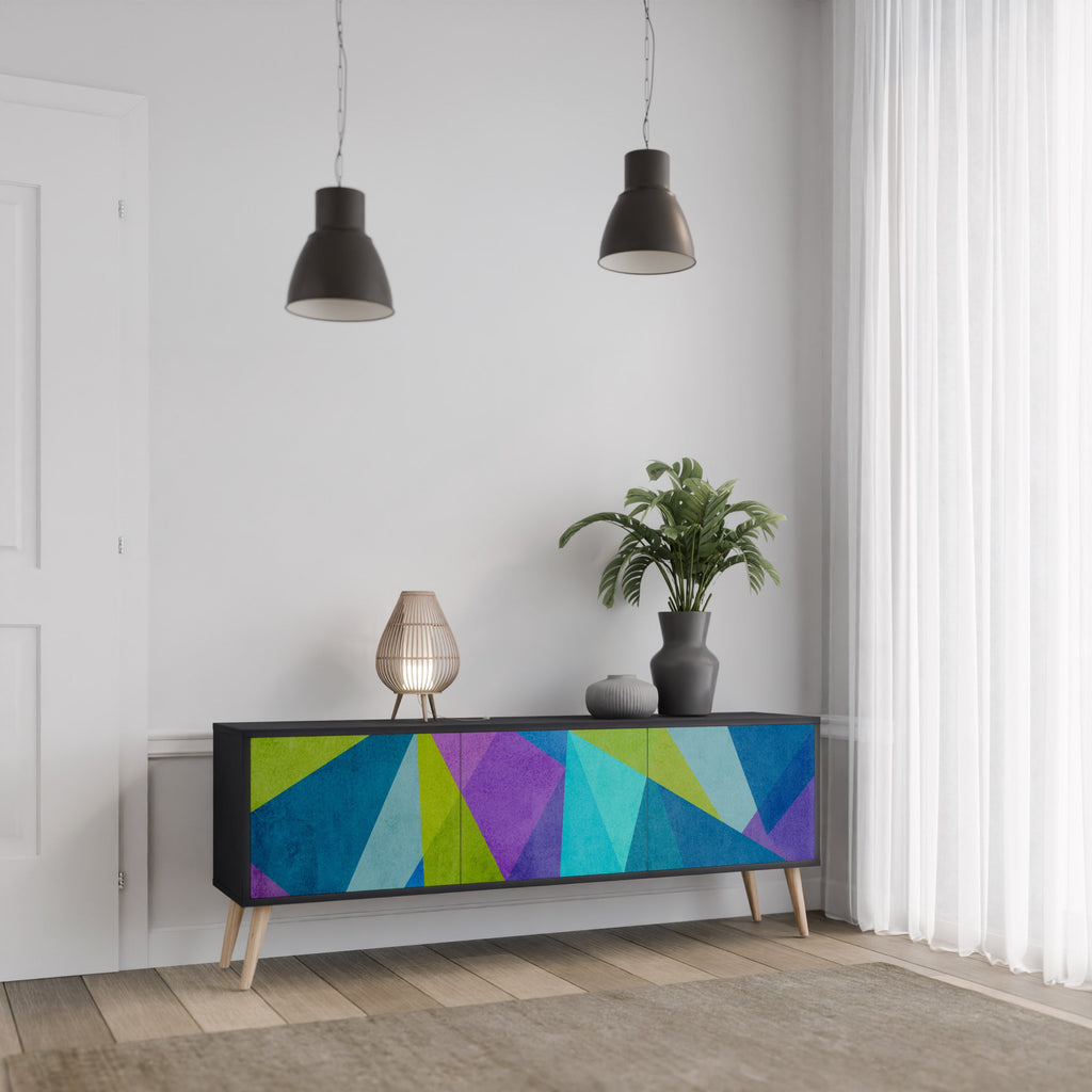 COLD SHOWCASE TV-Lowboard mit 3 Türen in Schwarz