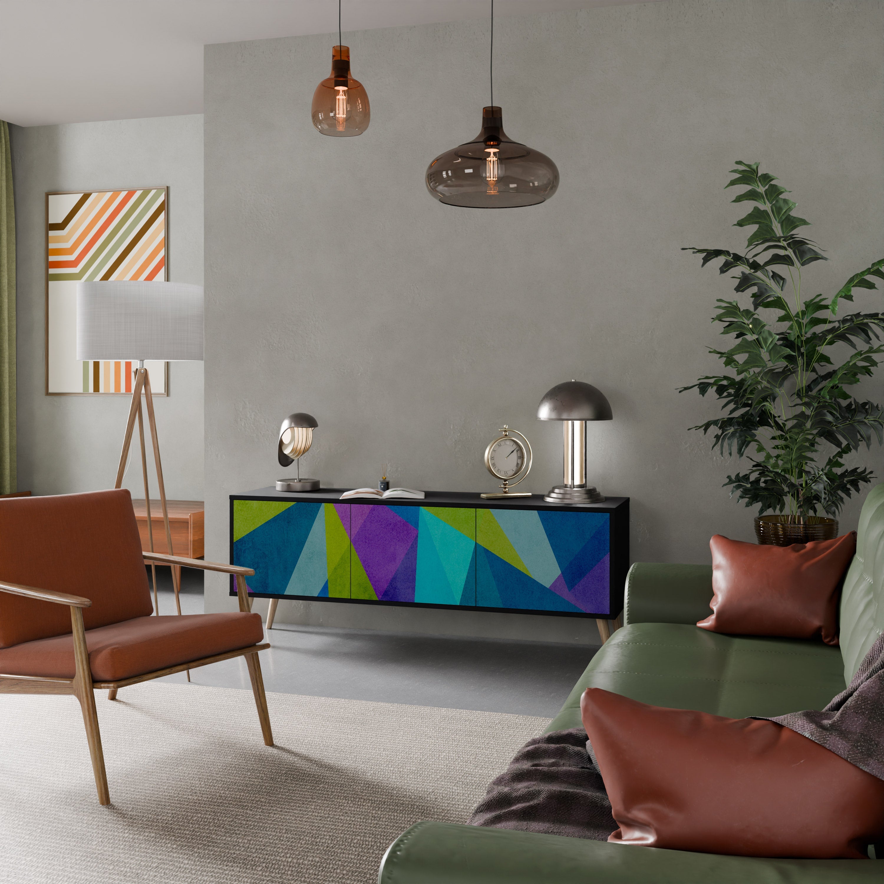 COLD SHOWCASE TV-Lowboard mit 3 Türen in Schwarz