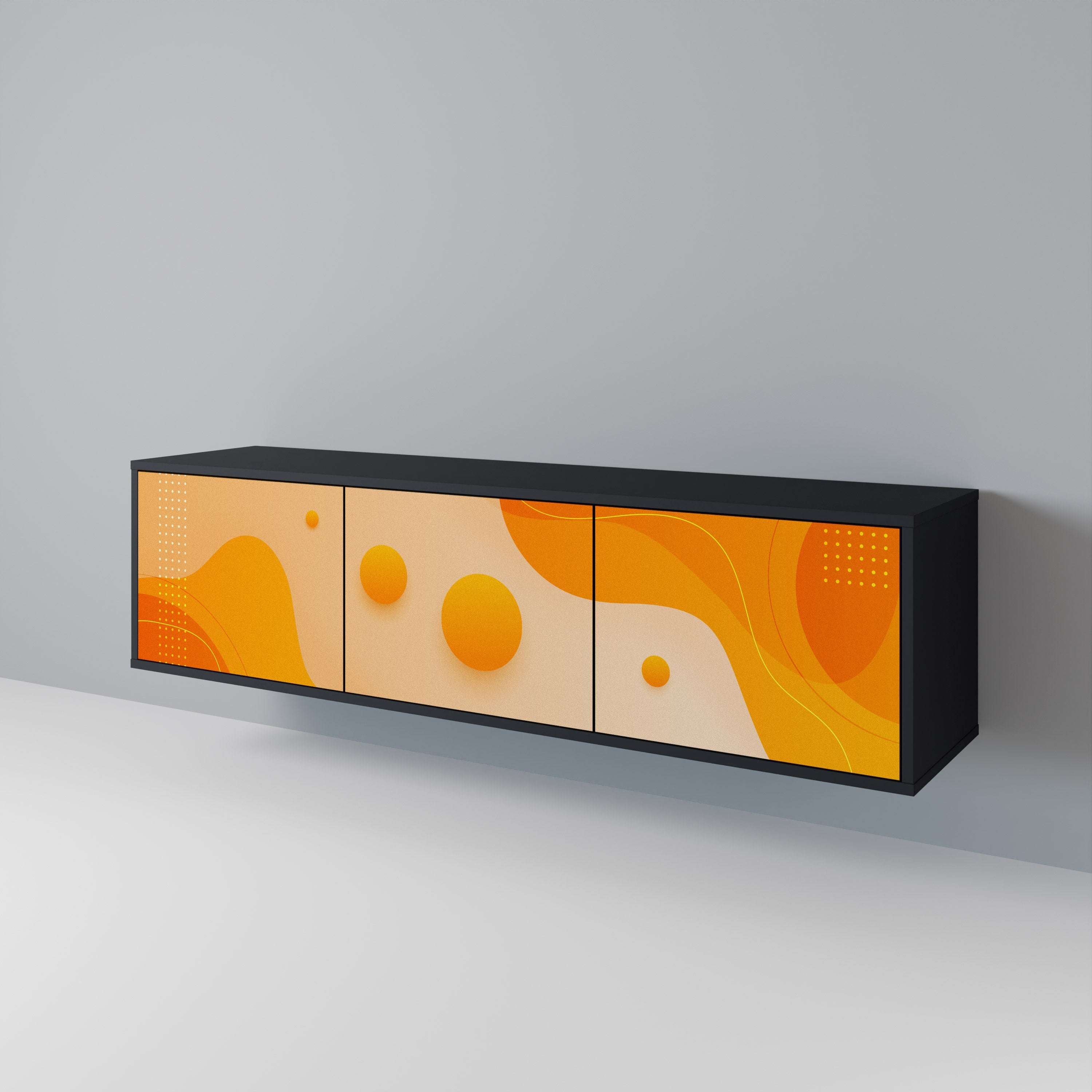 ORANGE ARRANGEMENT TV-Lowboard mit 3 Türen in Schwarz