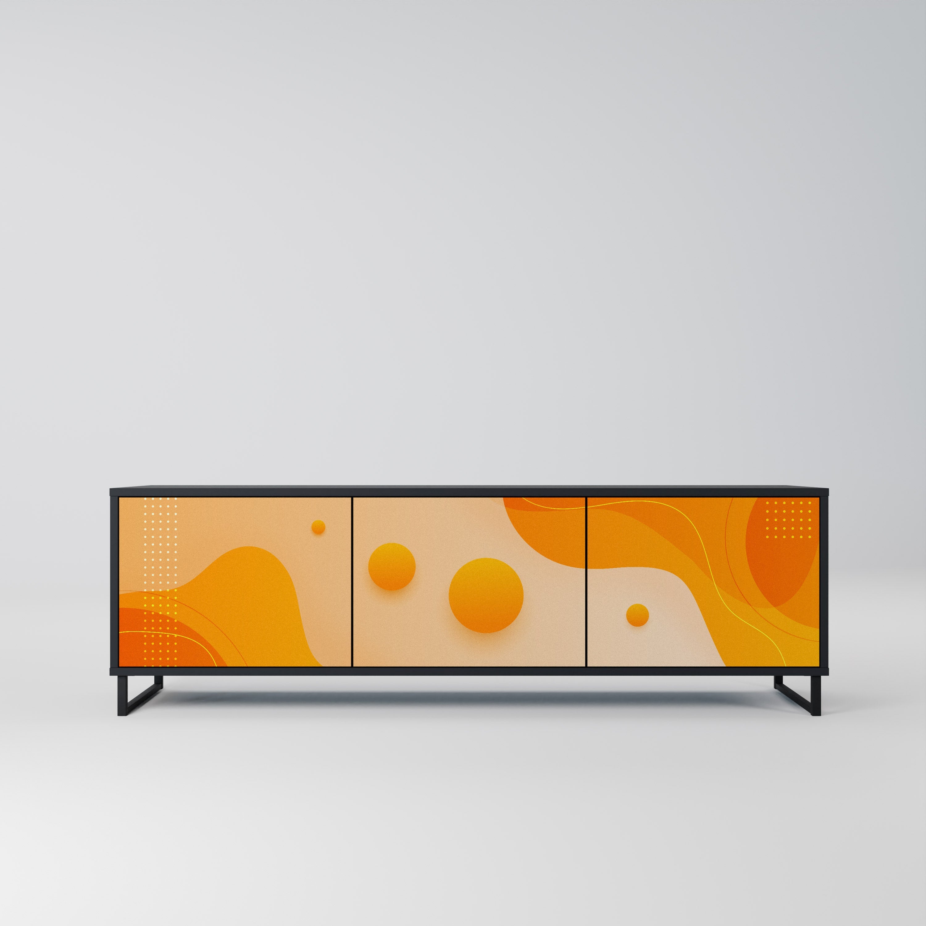 ORANGE ARRANGEMENT TV-Lowboard mit 3 Türen in Schwarz