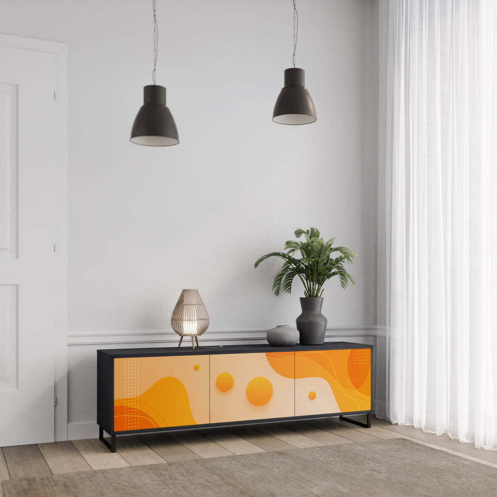ORANGE ARRANGEMENT TV-Lowboard mit 3 Türen in Schwarz