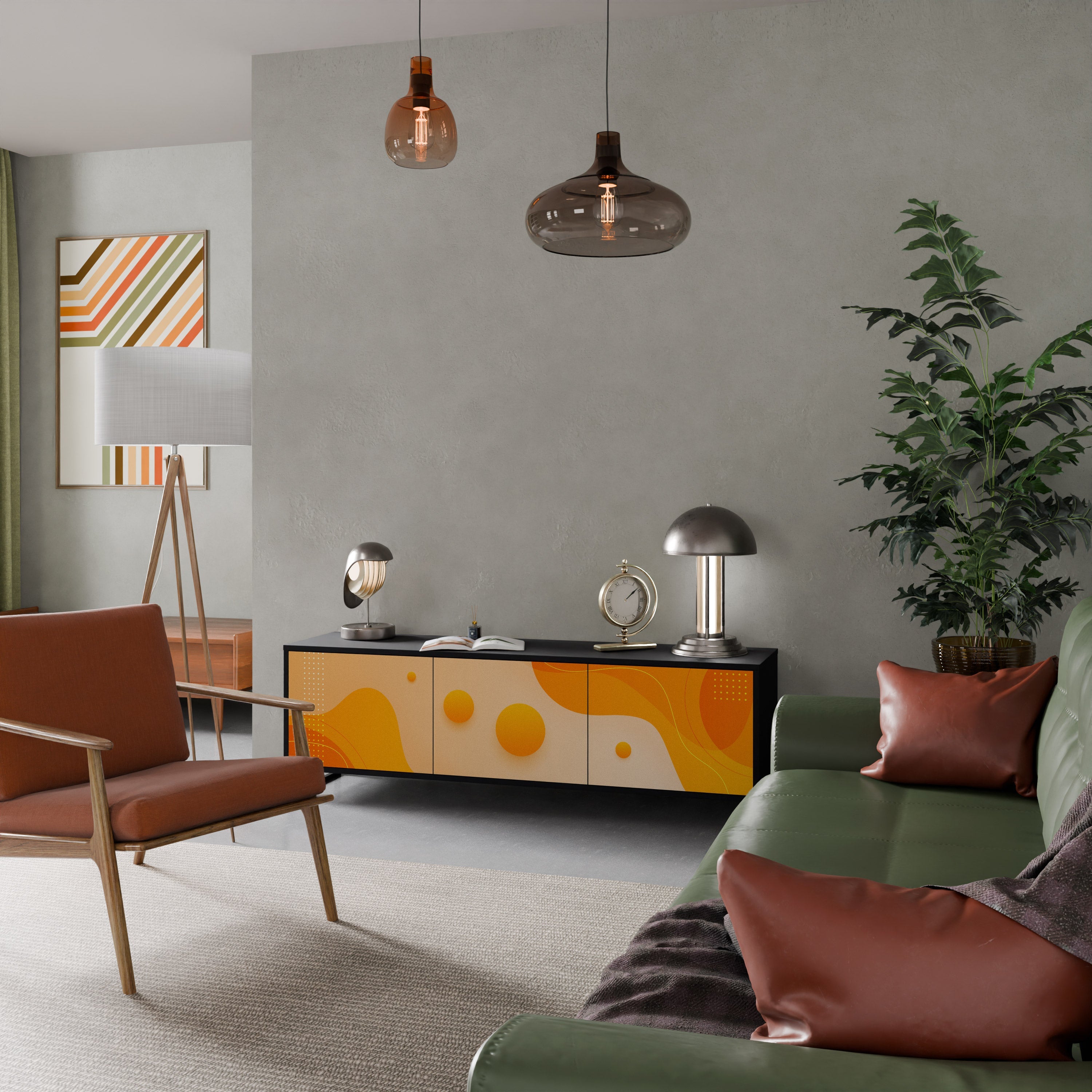 ORANGE ARRANGEMENT TV-Lowboard mit 3 Türen in Schwarz