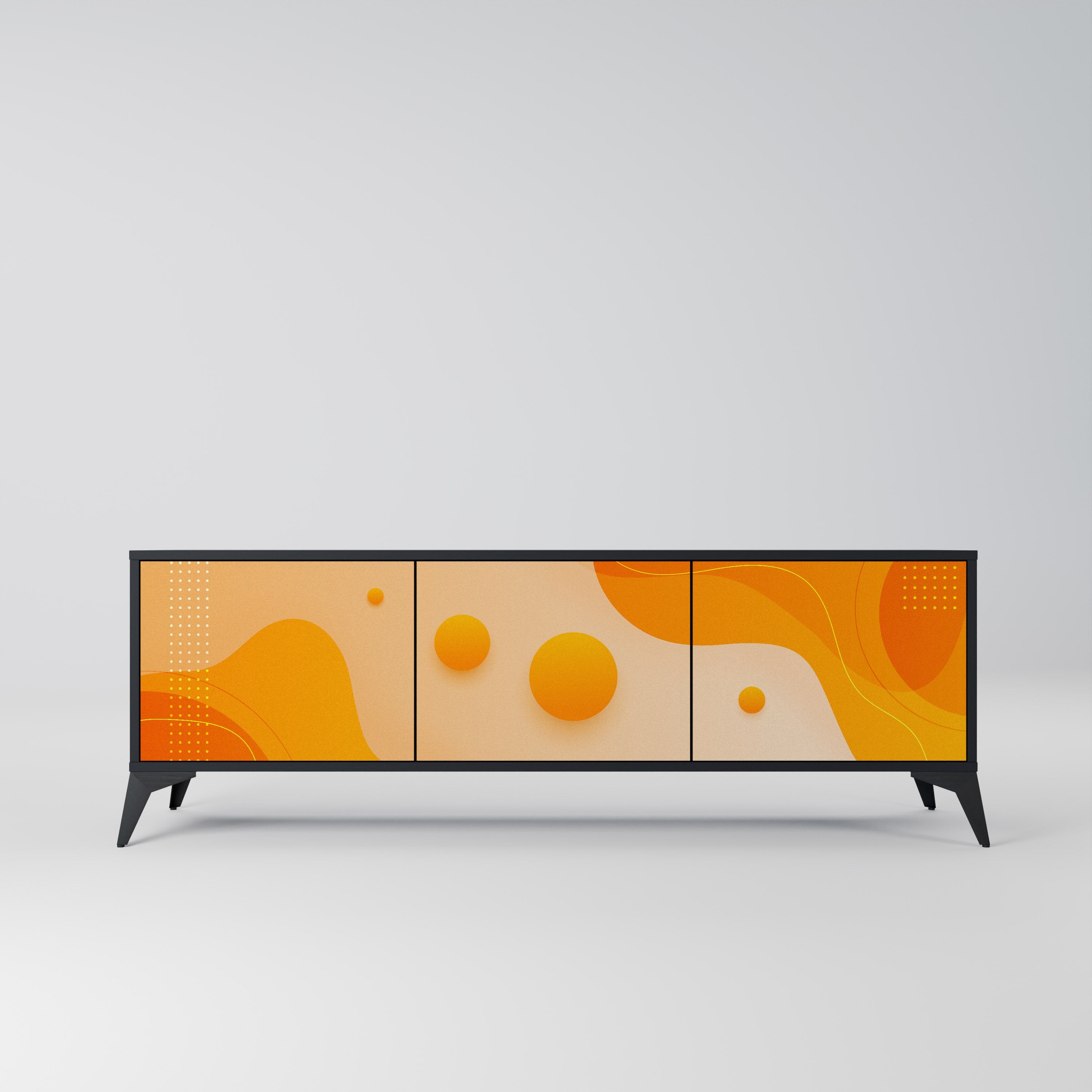 ORANGE ARRANGEMENT TV-Lowboard mit 3 Türen in Schwarz
