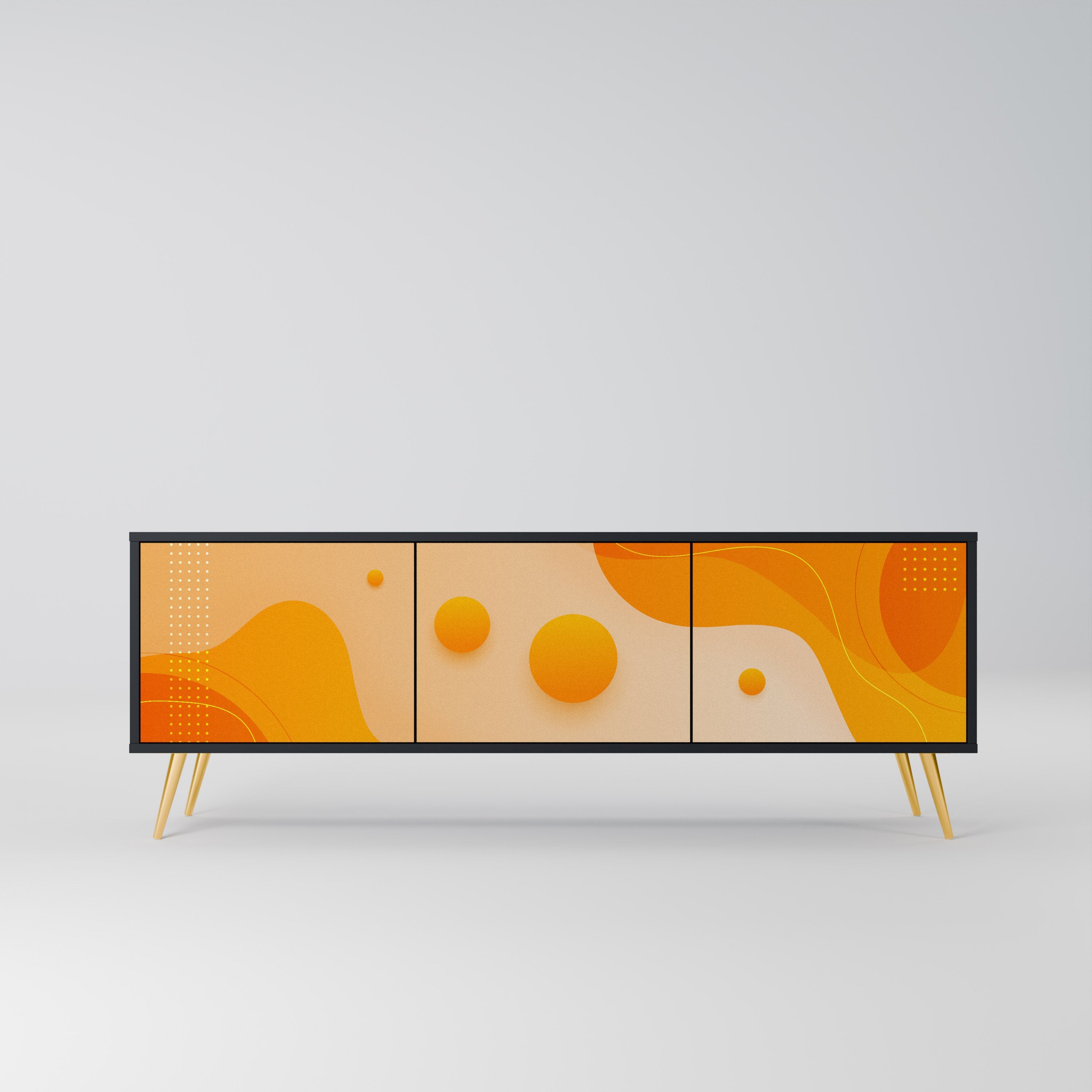 ORANGE ARRANGEMENT TV-Lowboard mit 3 Türen in Schwarz