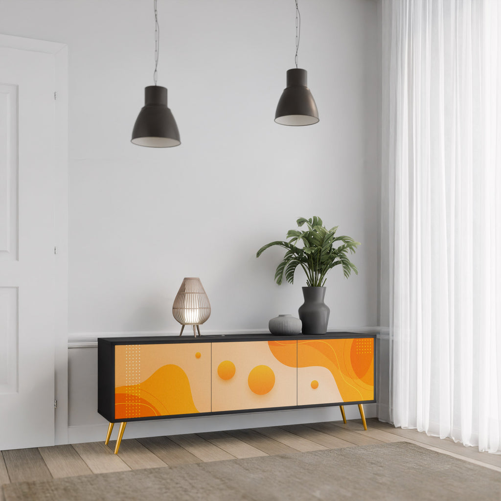 ORANGE ARRANGEMENT TV-Lowboard mit 3 Türen in Schwarz