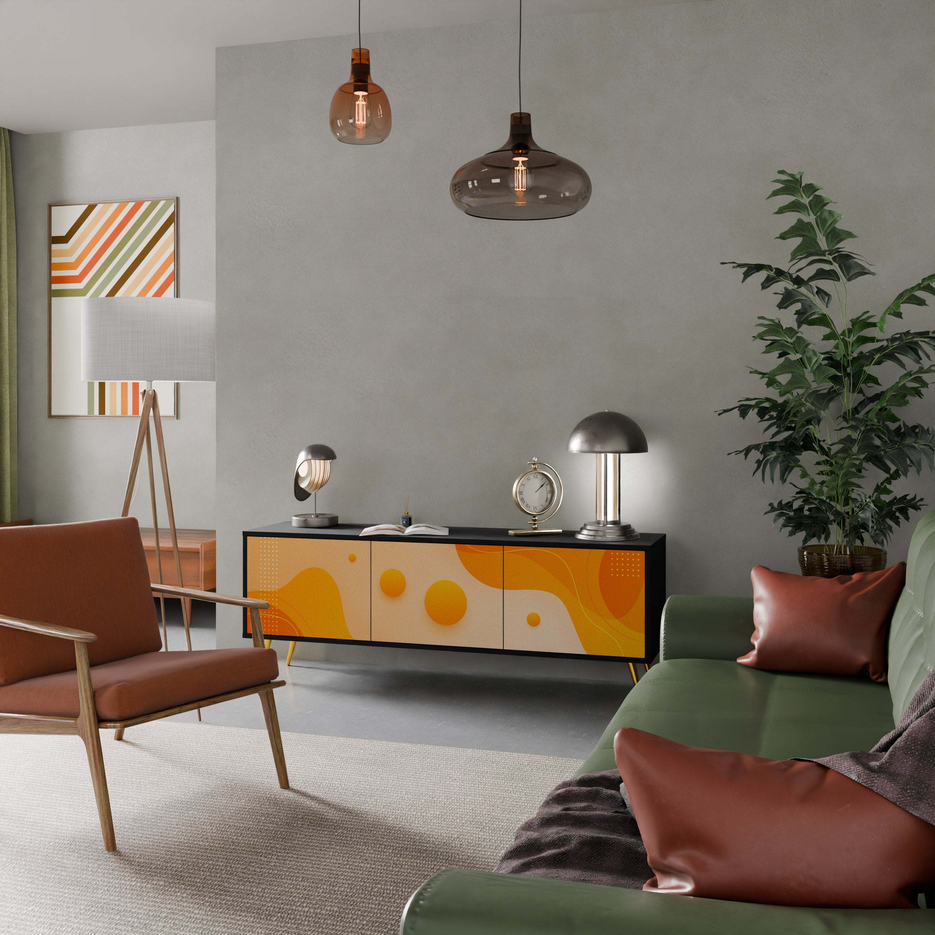 ORANGE ARRANGEMENT TV-Lowboard mit 3 Türen in Schwarz