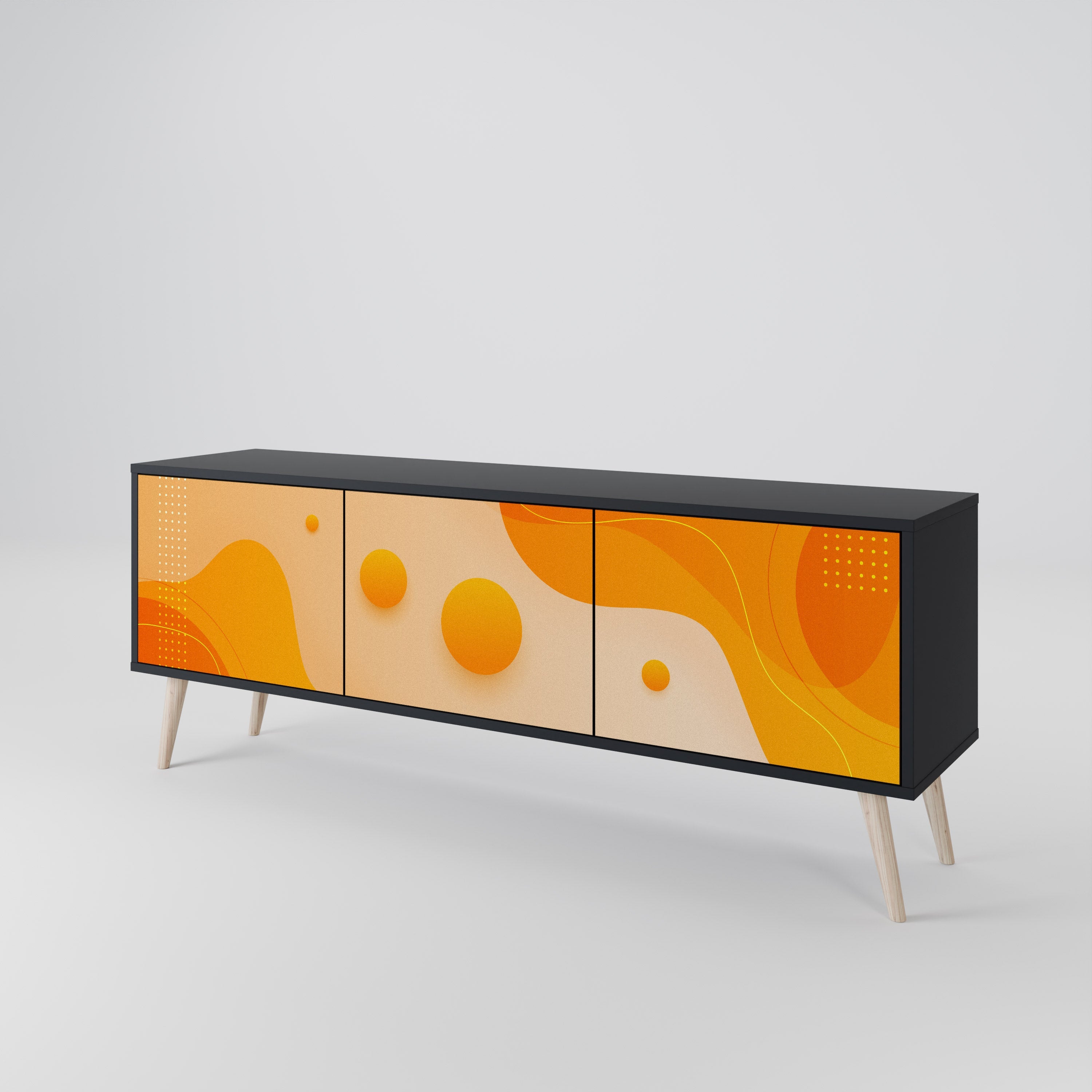 ORANGE ARRANGEMENT TV-Lowboard mit 3 Türen in Schwarz