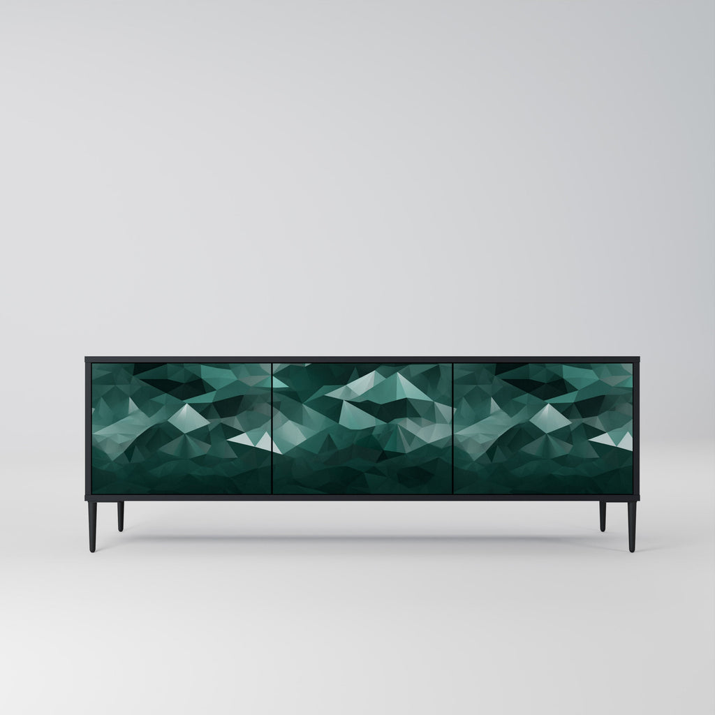 POLYGONAL FLOATING TV-Lowboard mit 3 Türen in Schwarz