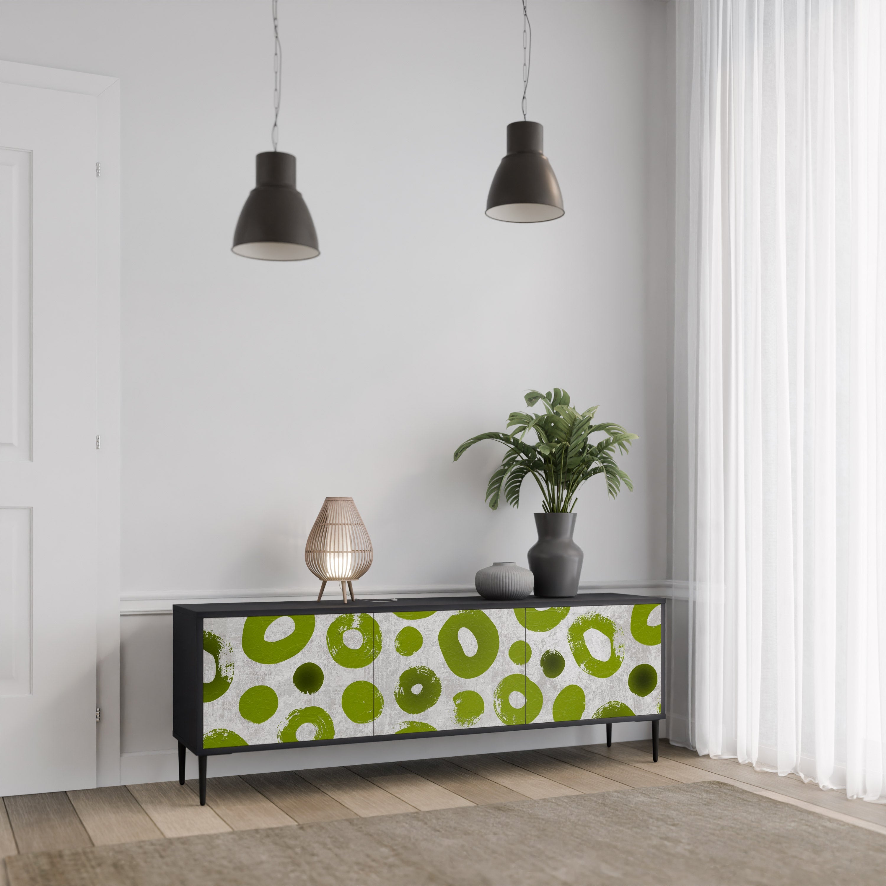 GREEN RHAPSODY TV-Lowboard mit 3 Türen in Schwarz