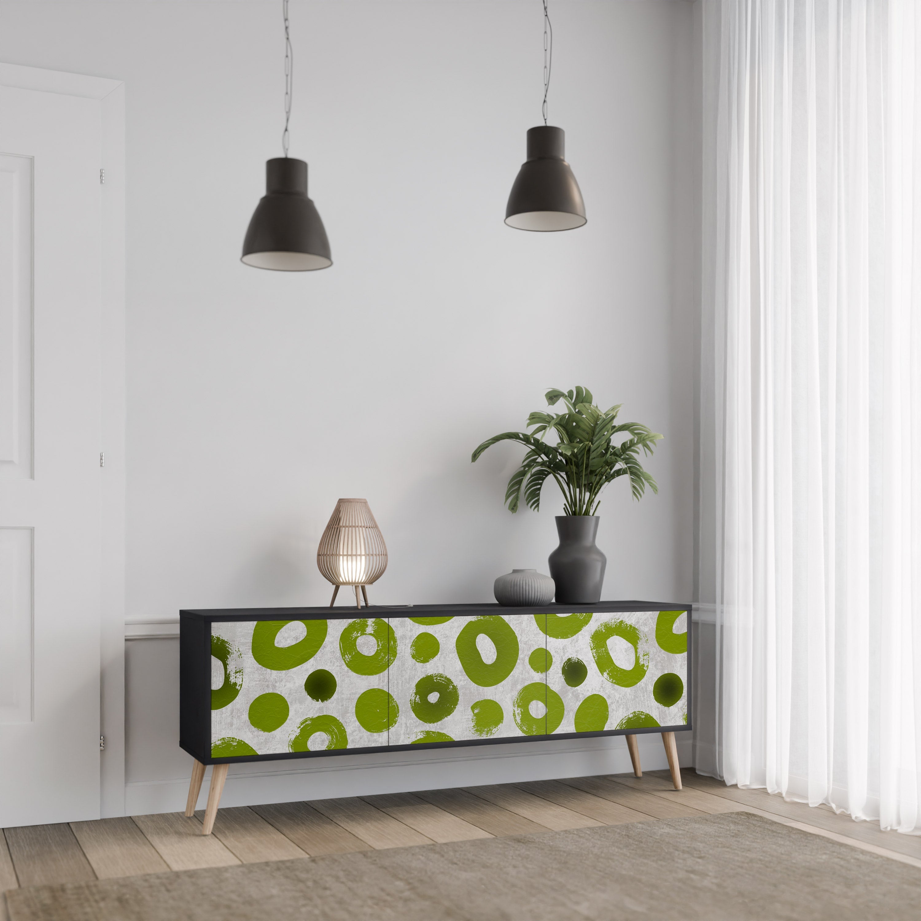 GREEN RHAPSODY TV-Lowboard mit 3 Türen in Schwarz