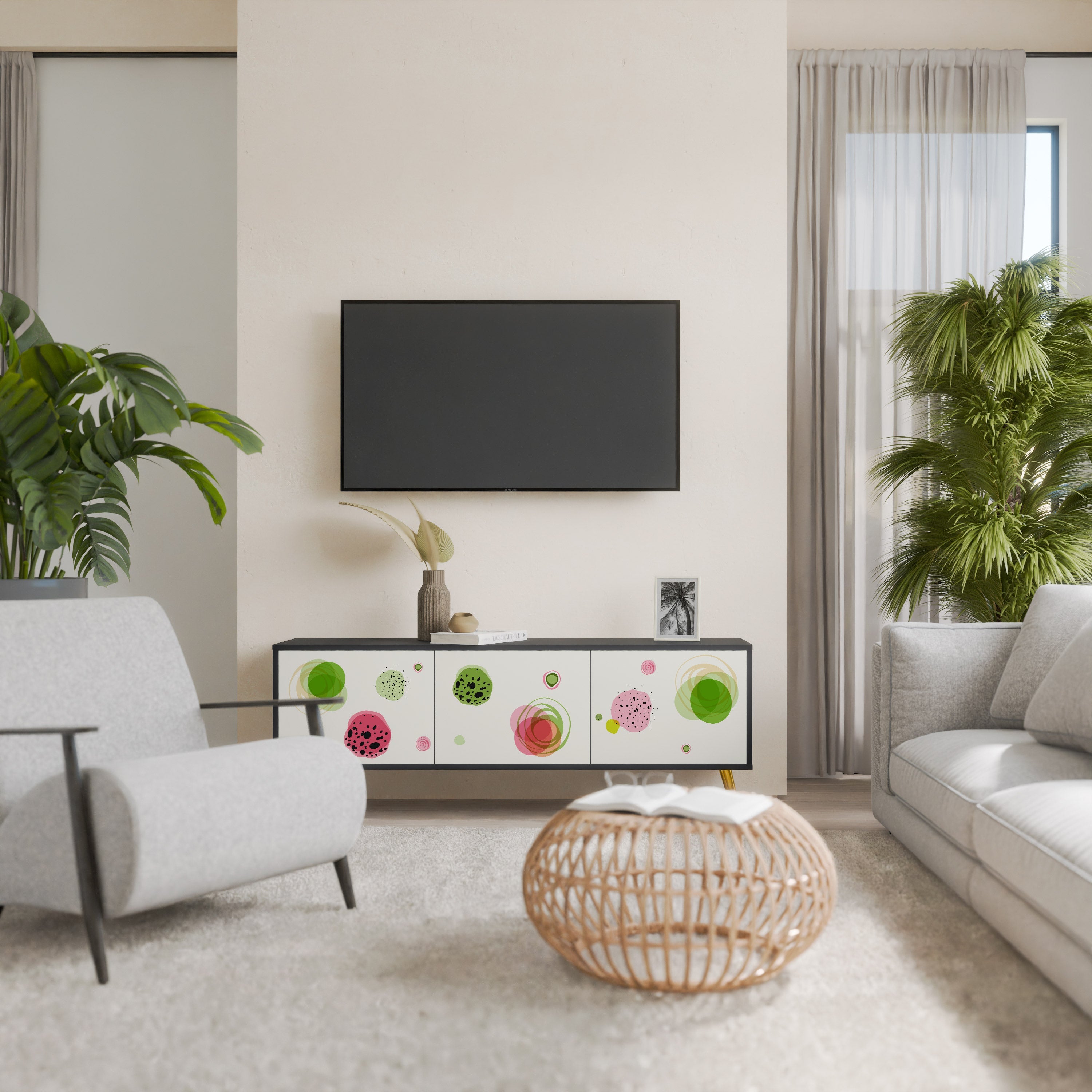 COLORFUL COSMOS TV-Lowboard mit 3 Türen in Schwarz