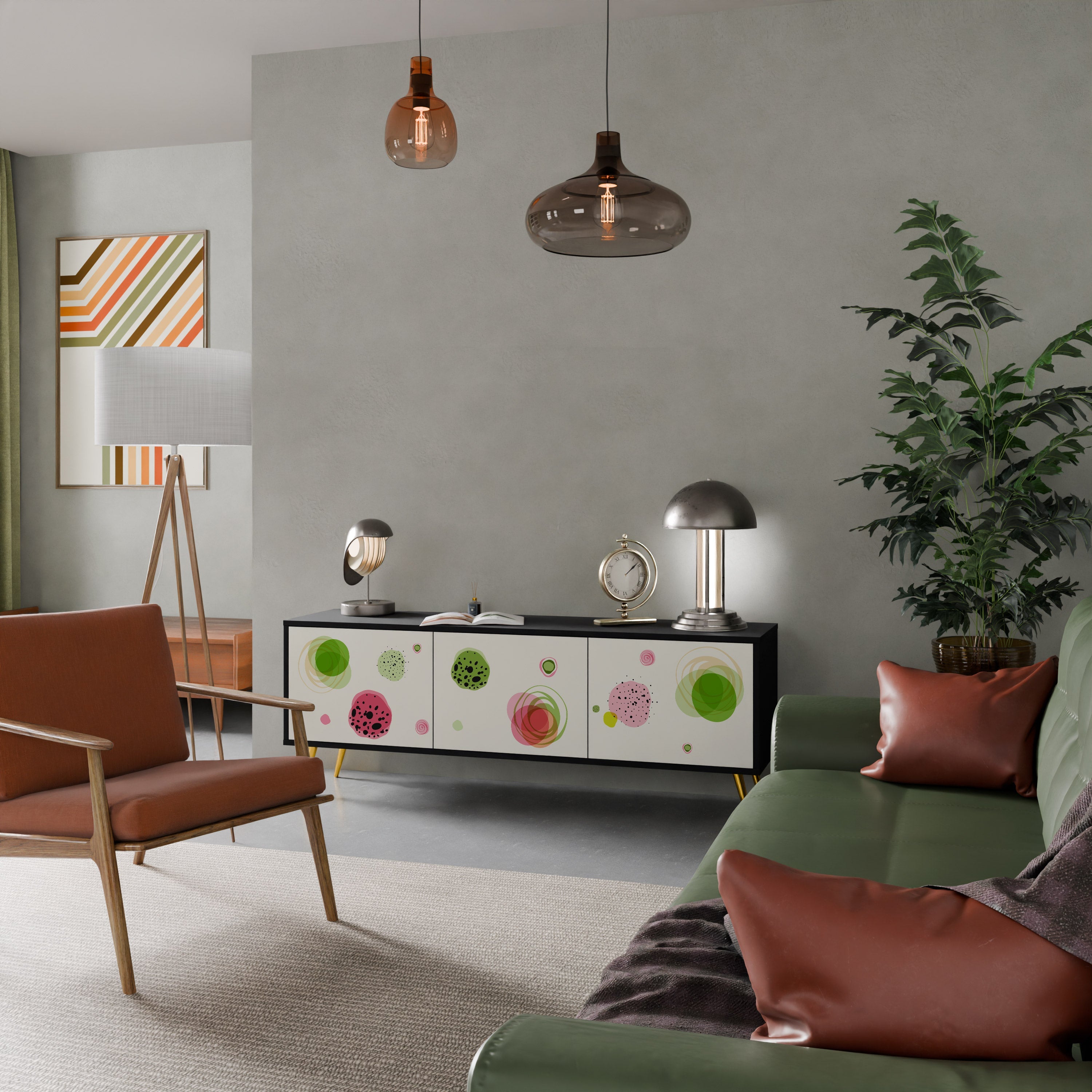 COLORFUL COSMOS TV-Lowboard mit 3 Türen in Schwarz