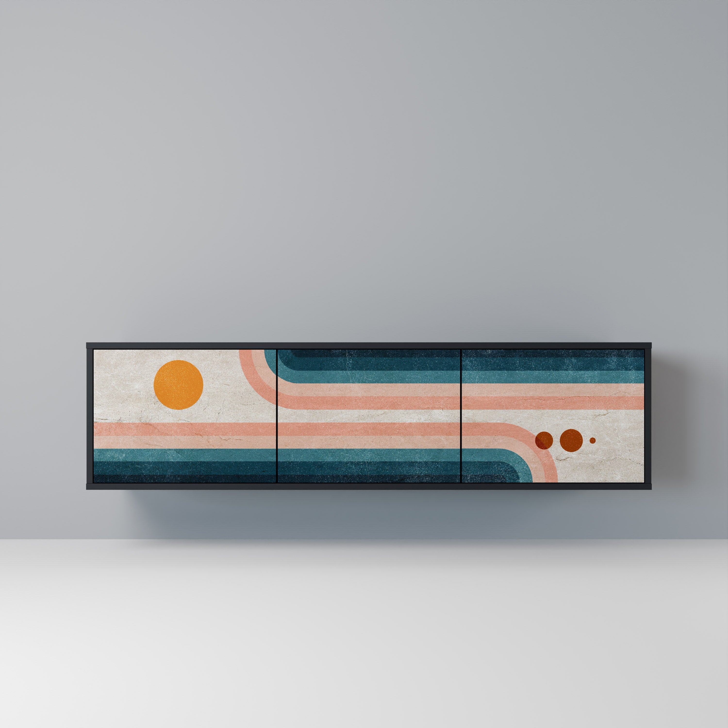 TWO HALVES TV-Lowboard mit 3 Türen in Schwarz