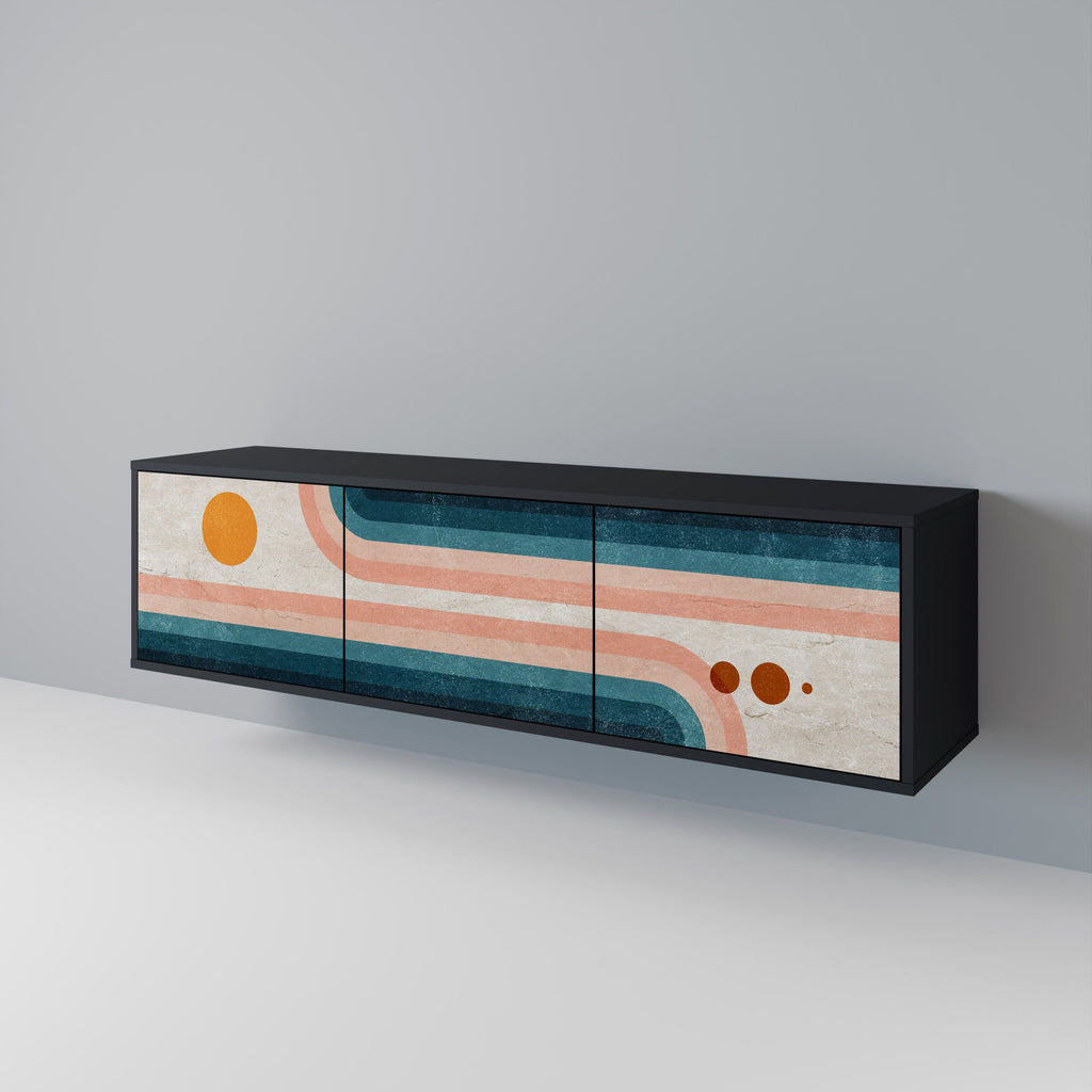 TWO HALVES TV-Lowboard mit 3 Türen in Schwarz