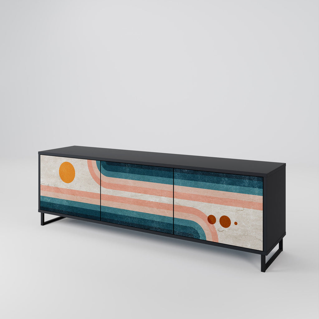 TWO HALVES TV-Lowboard mit 3 Türen in Schwarz