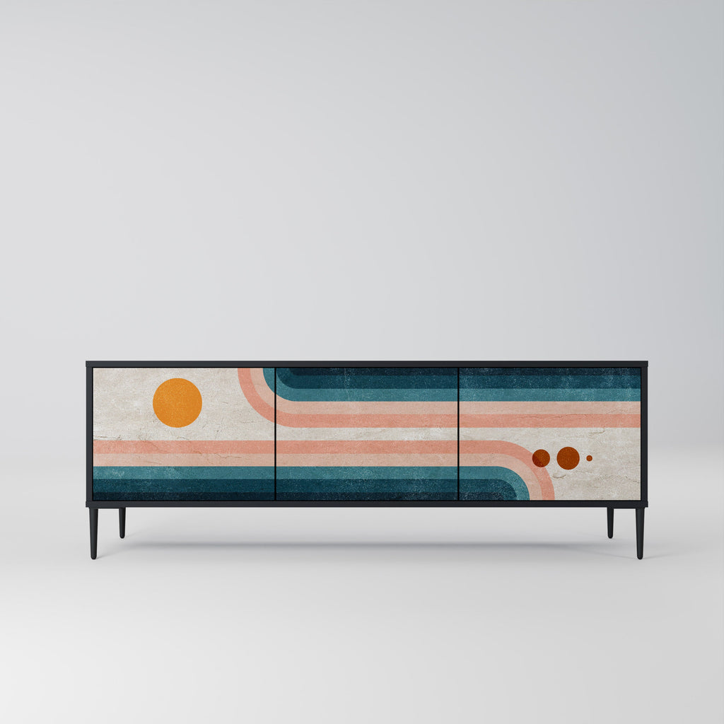 TWO HALVES TV-Lowboard mit 3 Türen in Schwarz