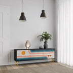 TWO HALVES TV-Lowboard mit 3 Türen in Schwarz