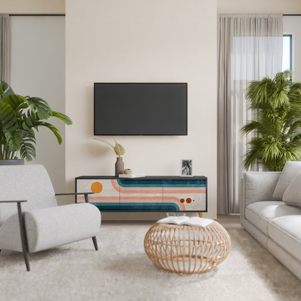 TWO HALVES TV-Lowboard mit 3 Türen in Schwarz