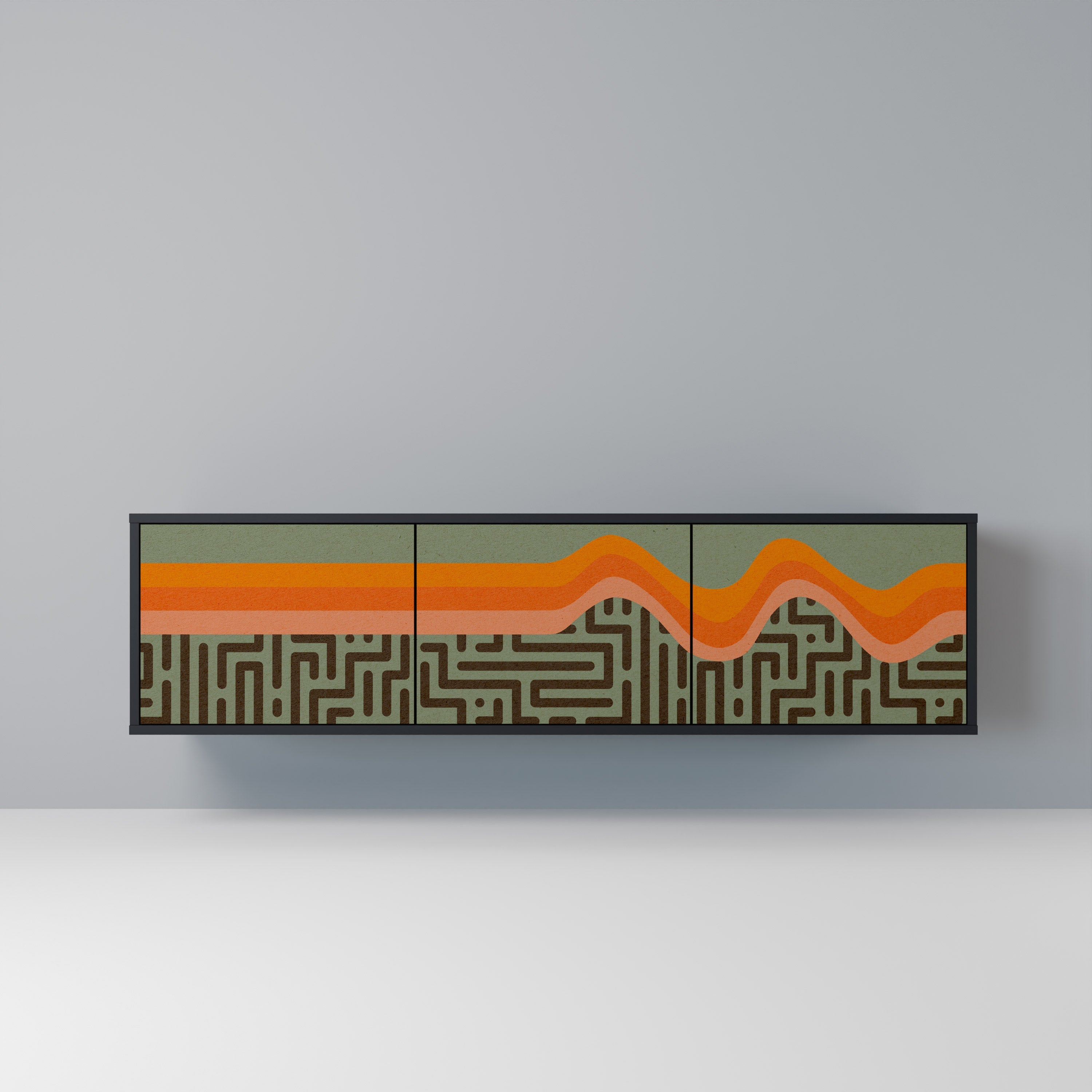 SIMPLE SOLUTIONS TV-Lowboard mit 3 Türen in Schwarz